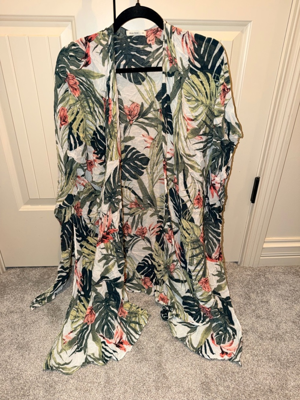 Tropical Floral Open-Front Swim Coverup - Multicolor